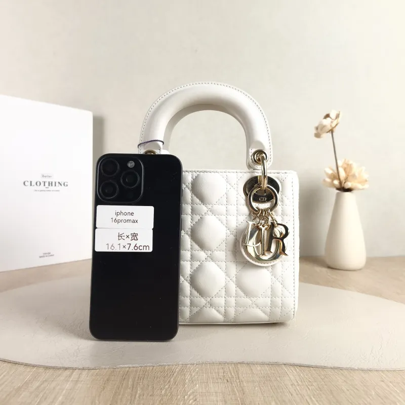 DIOR Crossbody Bag Lady Lady Dior Bag White Lambskin Mini 17 × 7 × 15 cm — cover view 2 of 5