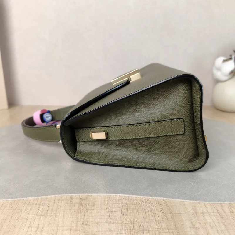 Valextra Crossbody Bag lside Top Handle Crossbody Bag Green Calfskin Small 22 × 12 × 16 cm — detail view 7 of 16