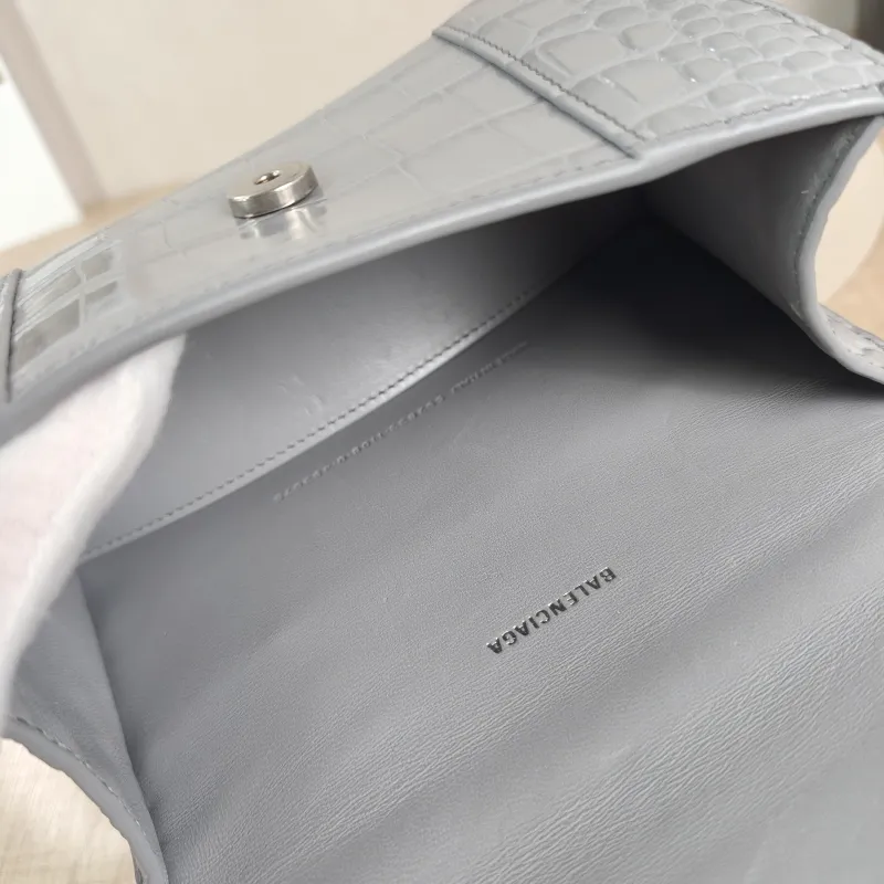 BALENCIAGA Crossbody Bag Hourglass Hourglass Bag Grey Calfskin Mini 19 × 6.5 × 12 cm — detail view 7 of 14