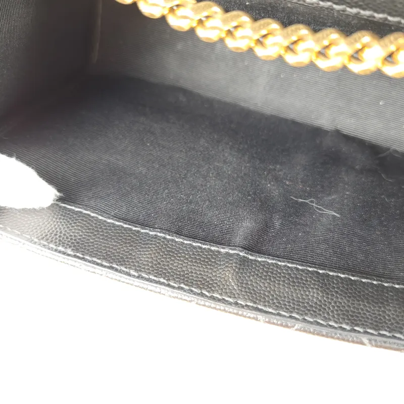 SAINT LAURENT Crossbody Bag ENVELOPE Black Grained Calfskin Small 21 × 6 × 13 cm Conditioned — detail view 7 of 12