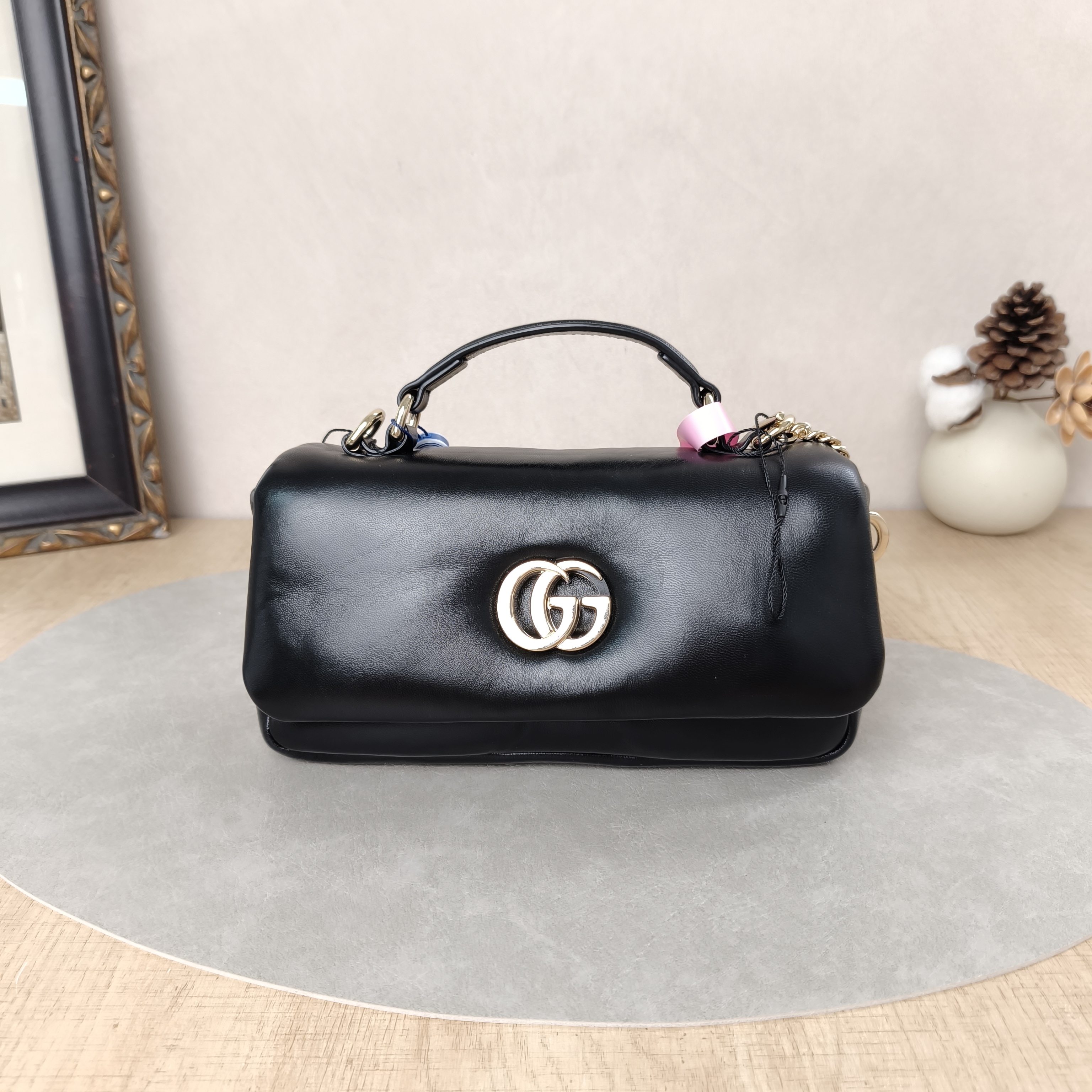 GUCCI Crossbody Bag GG Milano Collection Shoulder Bag Black Lambskinmini22 × 4.5 × 12 cm