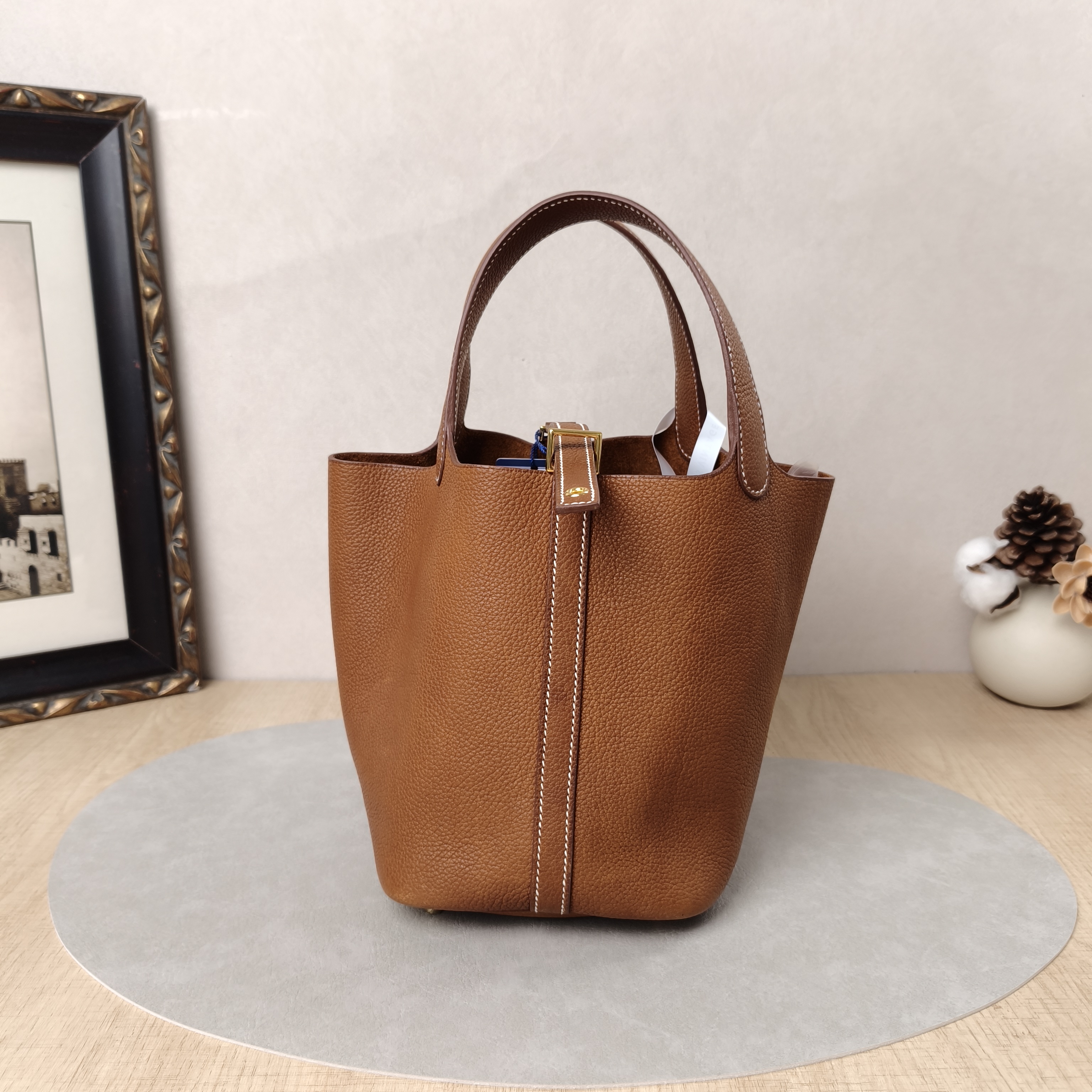 Hermès Top Handle Bag Picotin Lock 18 1837 Brown Saddle Leather 18 × 13 × 18 cm