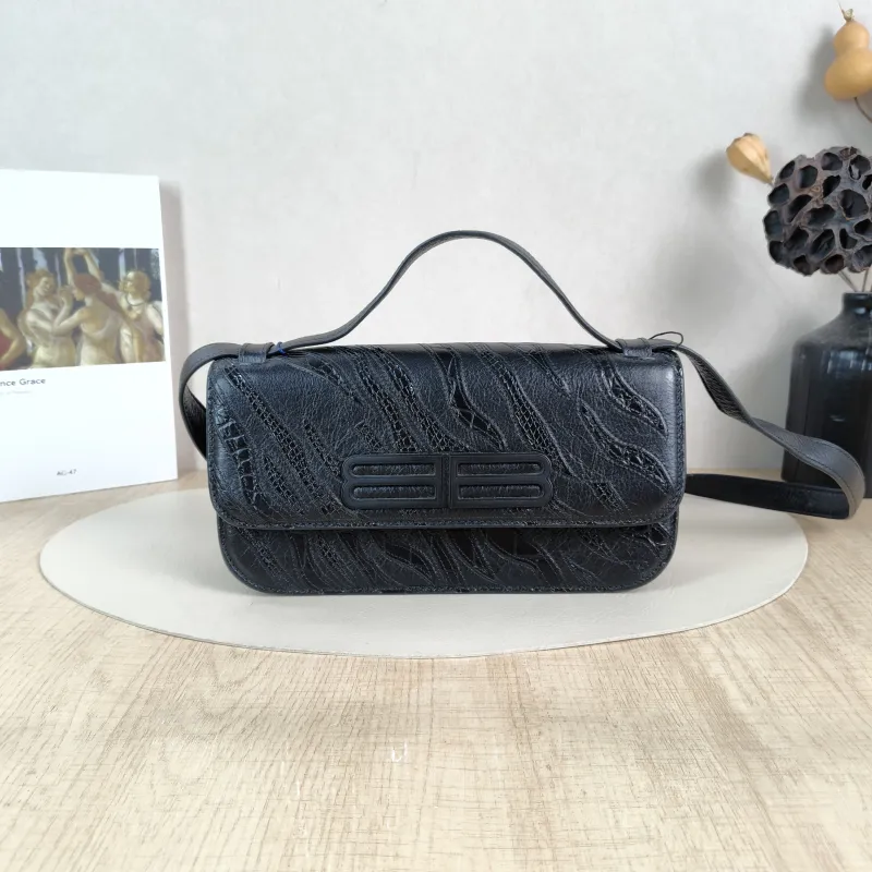 BALENCIAGA Shoulder Bag GOSSIP Black CC alfskin Small 23.5 × 10.5 × 12.5 cm