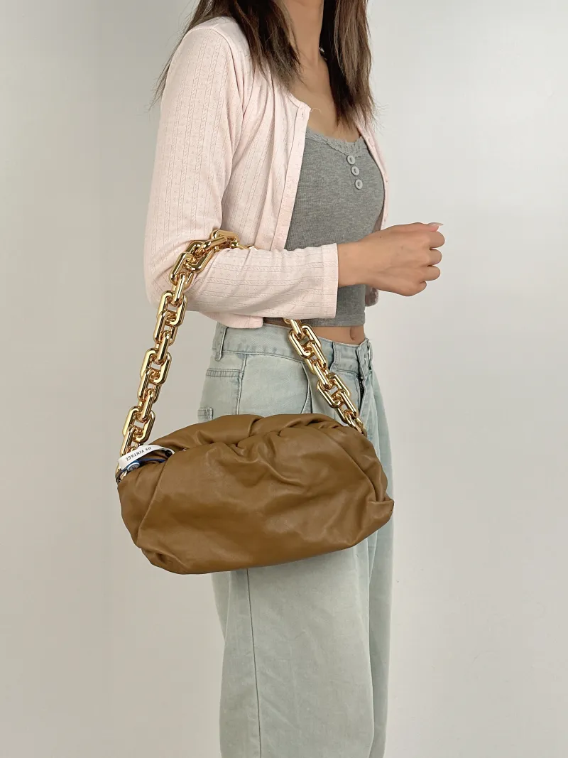 Bottega Veneta Shoulder Bag The Chain Pouch Brown Calfskin One Size31 × 12 × 16 cm — on-model view 1 of 2