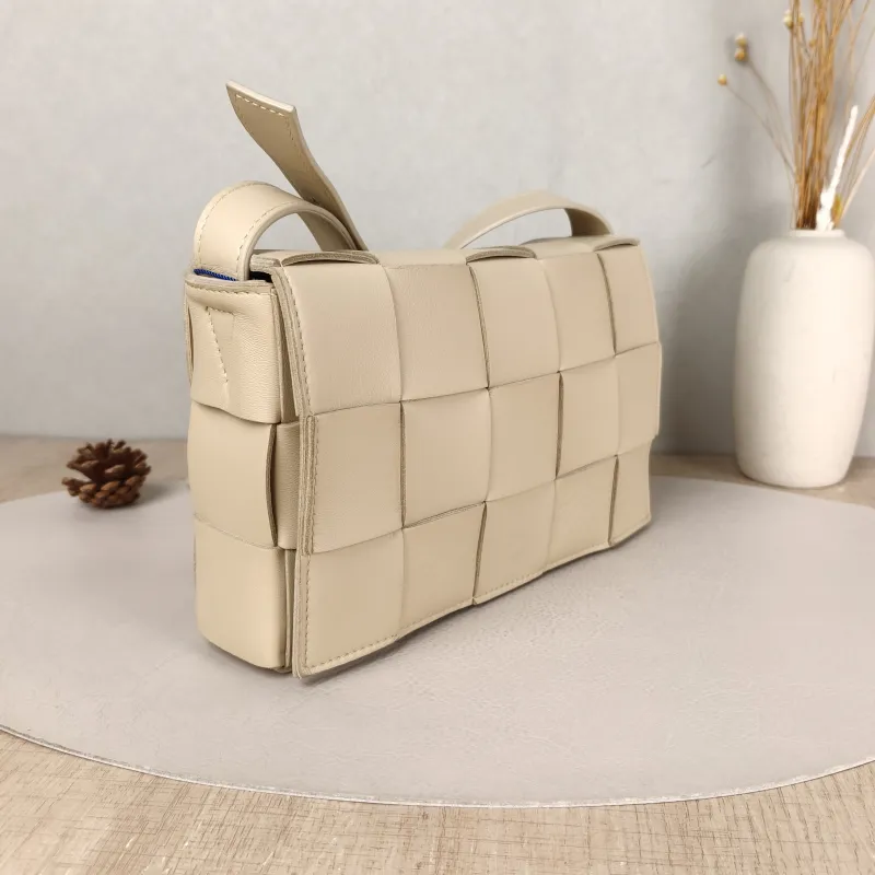 Bottega Veneta Crossbody Bag Cassette Woven Beige Lambskin Medium 23 × 5 × 15 cm — cover view 5 of 5