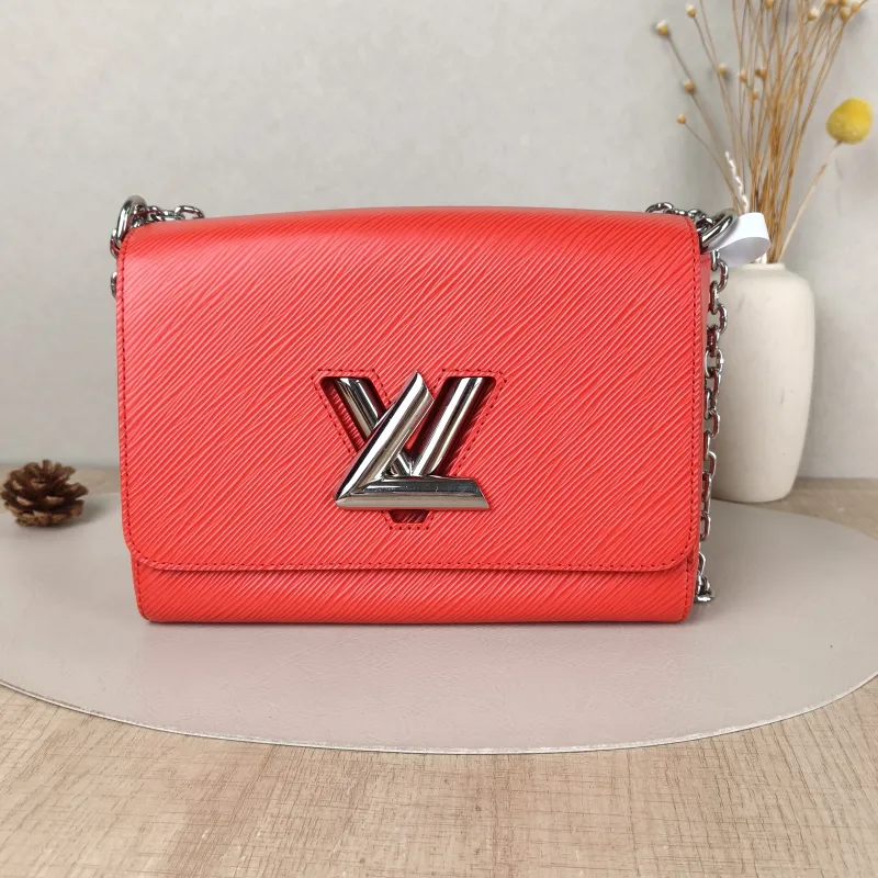 Louis Vuitton Crossbody Bag Twist Red Epi Embossed Calfskin Medium 23 × 9.5 × 17 cm