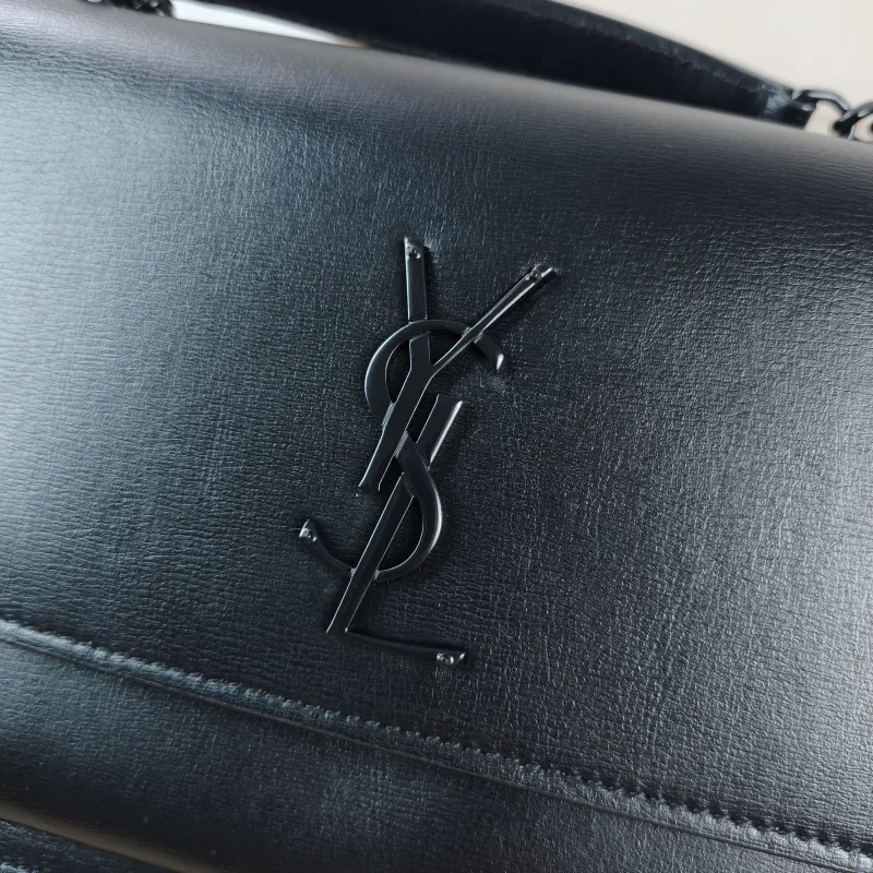 SAINT LAURENT Crossbody Bag SUNSET Black Calfskin Medium 22 × 6.5 × 16 cm — detail view 11 of 13