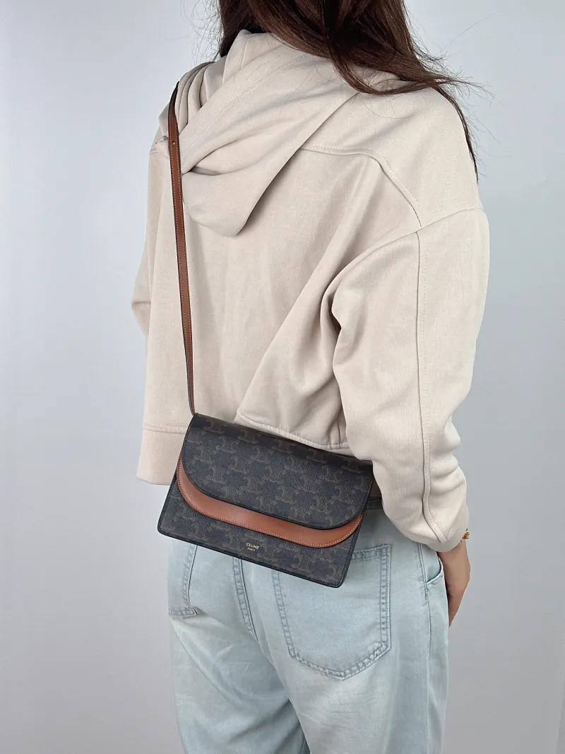 CELINE Crossbody Bag TRIOMPHE Clutchwoc Monogram PVC 20 × 6 × 12 cm — on-model view 2 of 2