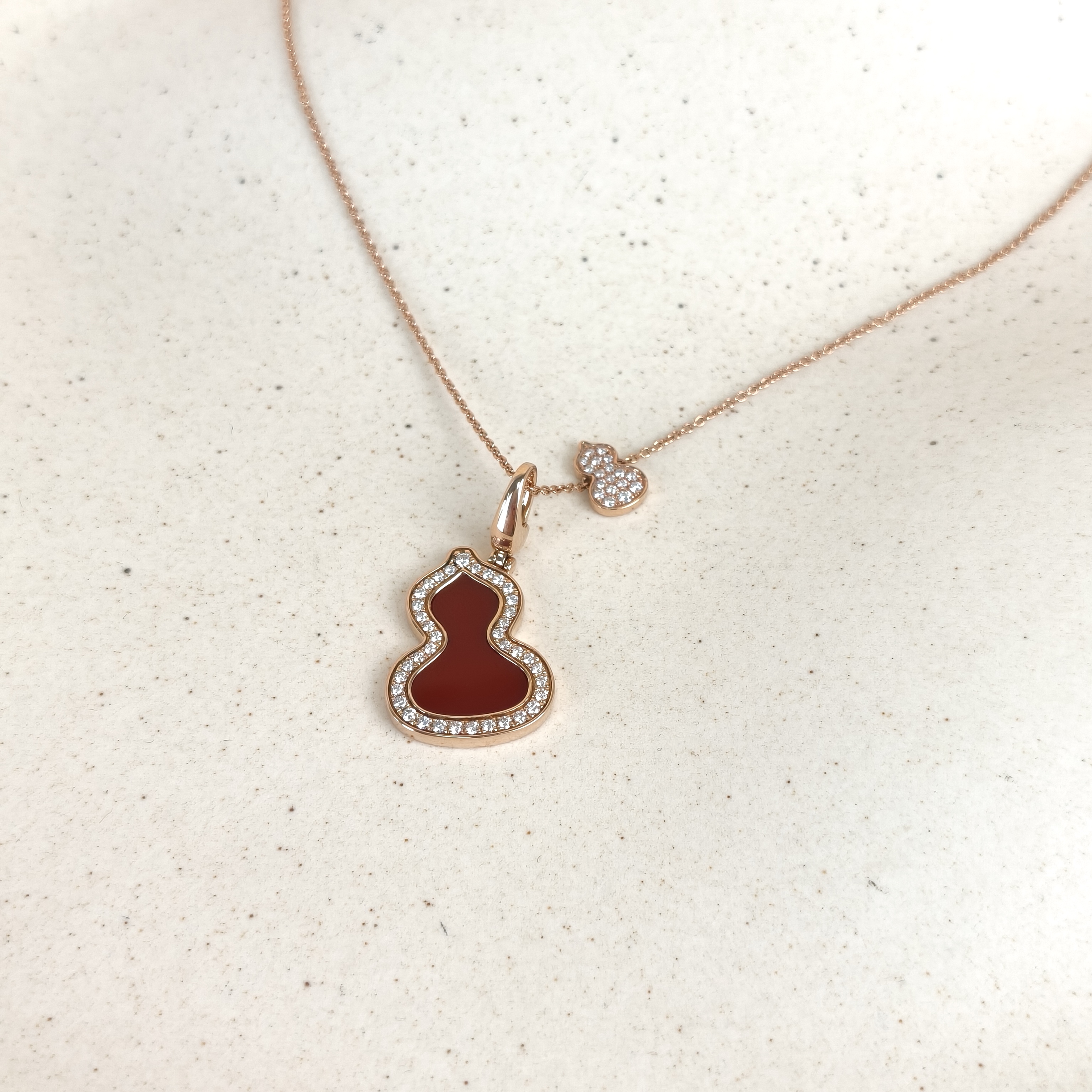 Qeelin Necklace Wulu Collection Necklace Red Agate Diamond18KR ose Gold One Size 1.9cm 41cm — cover view 6 of 8
