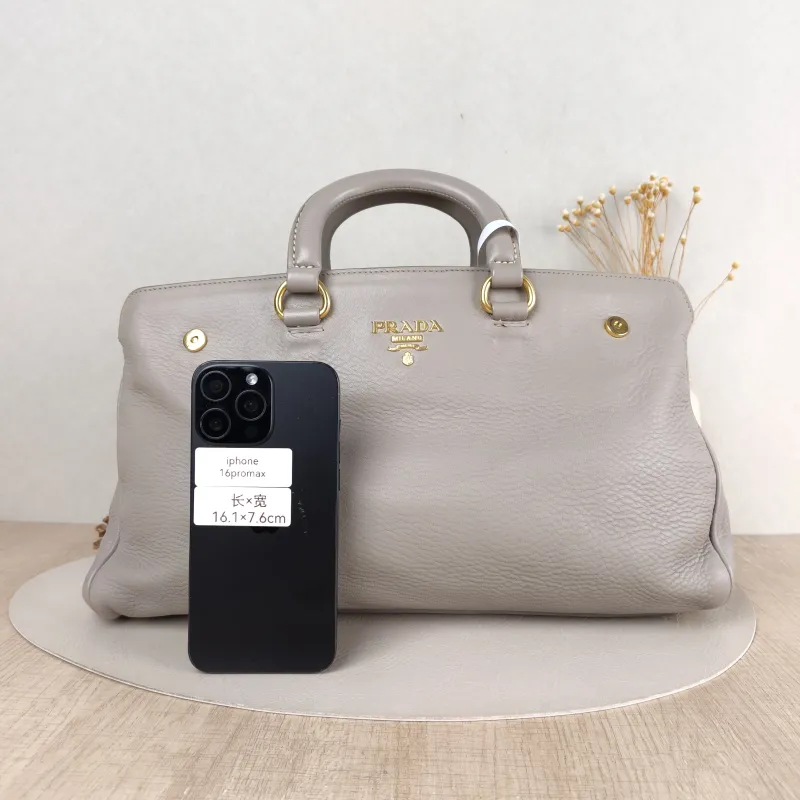 PRADA Top Handle Bag Tote Bag Grey Calfskin 27.5 × 13 × 21 cm — cover view 5 of 5