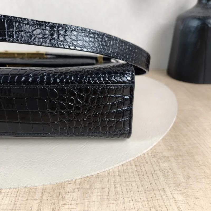 SAINT LAURENT Shoulder Bag MANHATTAN Black Embossed Calfskin Medium 29 × 7.5 × 20 cm — detail view 3 of 13