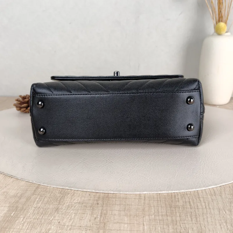 Chanel Top Handle Bag Coco Handle​ v Black Grained Calfskin Small 24 × 10 × 14 cm — cover view 3 of 5