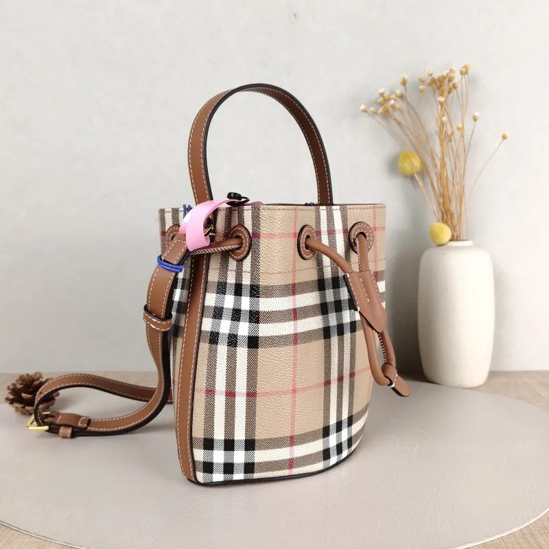 BURBERRY Crossbody Bag Canvas Bucket Bag Brown 16.5 × 11 × 18 cm — cover view 2 of 5