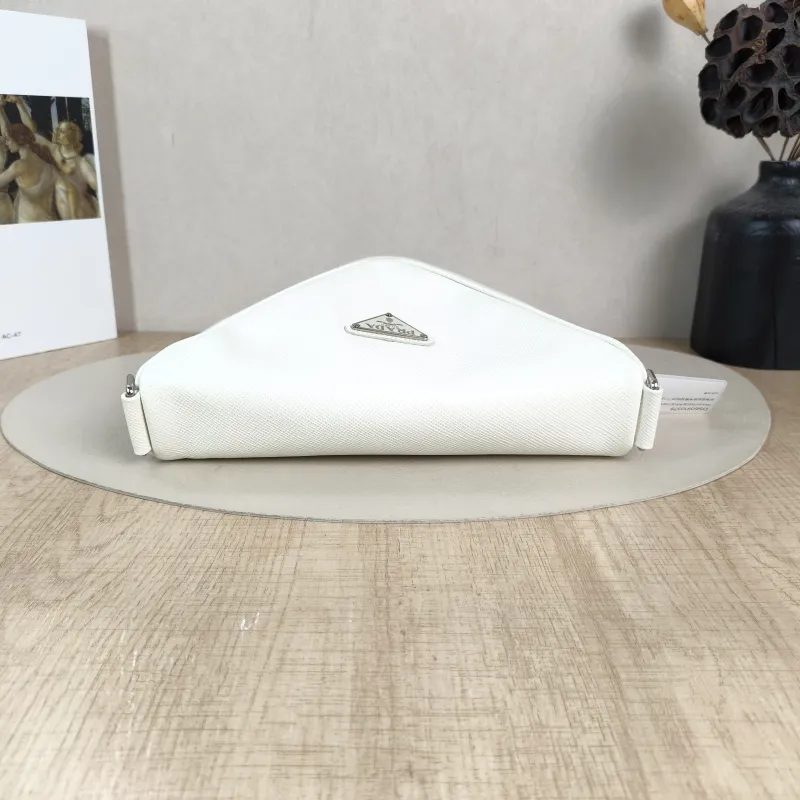 PRADA Shoulder Bag Triangle White Calfskin One Size25 × 7 × 15 cm — cover view 5 of 6