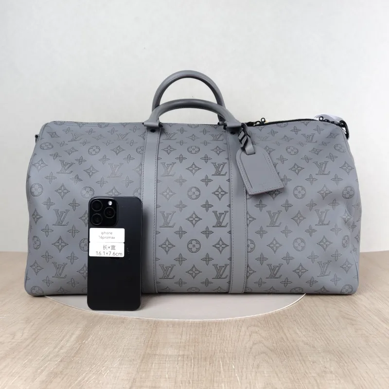 Louis Vuitton Top Handle Bag Keepall 50 Shoulder Strap Edition Grey Calfskin One Size 50 × 23 × 29 cm — cover view 2 of 5