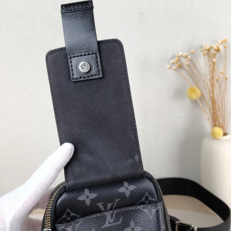 Louis Vuitton Crossbody Bag Double Phone Pouch Black Monogram PVC One Size 11 × 5 × 18 cm — detail view 3 of 10