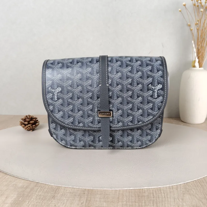 GOYARD Crossbody Bag BELVEDERE Messenger Bag Grey PVC Small 22 × 7 × 16 cm