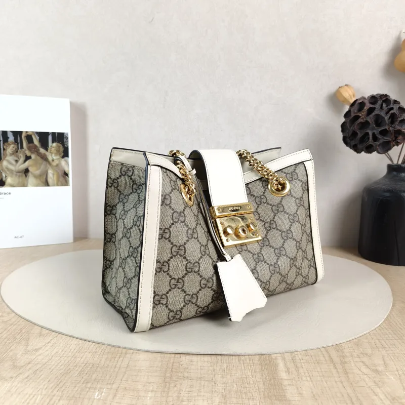 GUCCI Shoulder Bag Padlock Tote White Monogram PVC Medium 26 × 10 × 18 cm — cover view 6 of 6