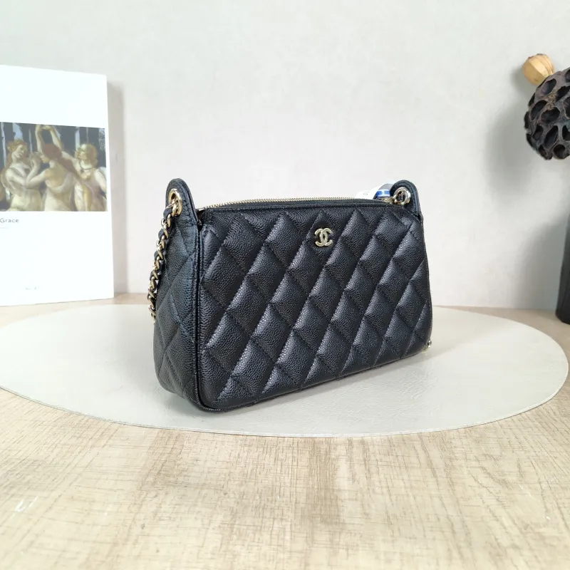 Chanel Crossbody Bag Black Grained Calfskin One Size 21 × 5.5 × 12 cm — cover view 4 of 5