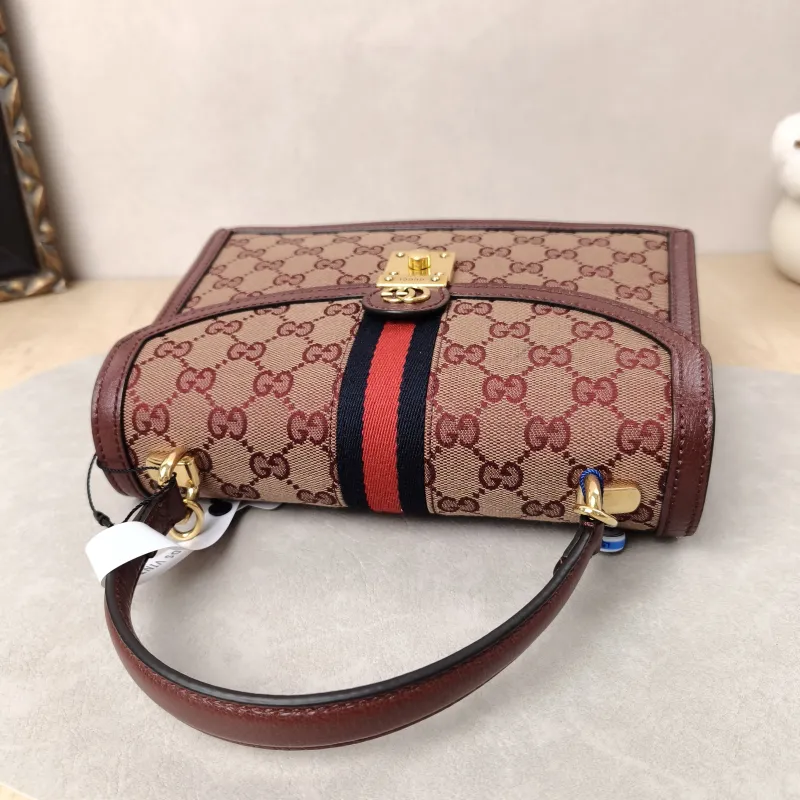 GUCCI Crossbody Bag Ophidia GG Messenger Bag Burgundy Canvas Medium25 × 7 × 17.5 cm — detail view 7 of 18