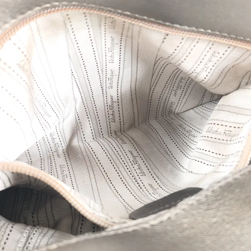 FERRAGAMO Shoulder Bag Shoulder Bag Grey Calfskin One Size 34 × 13 × 34 cm — detail view 11 of 11
