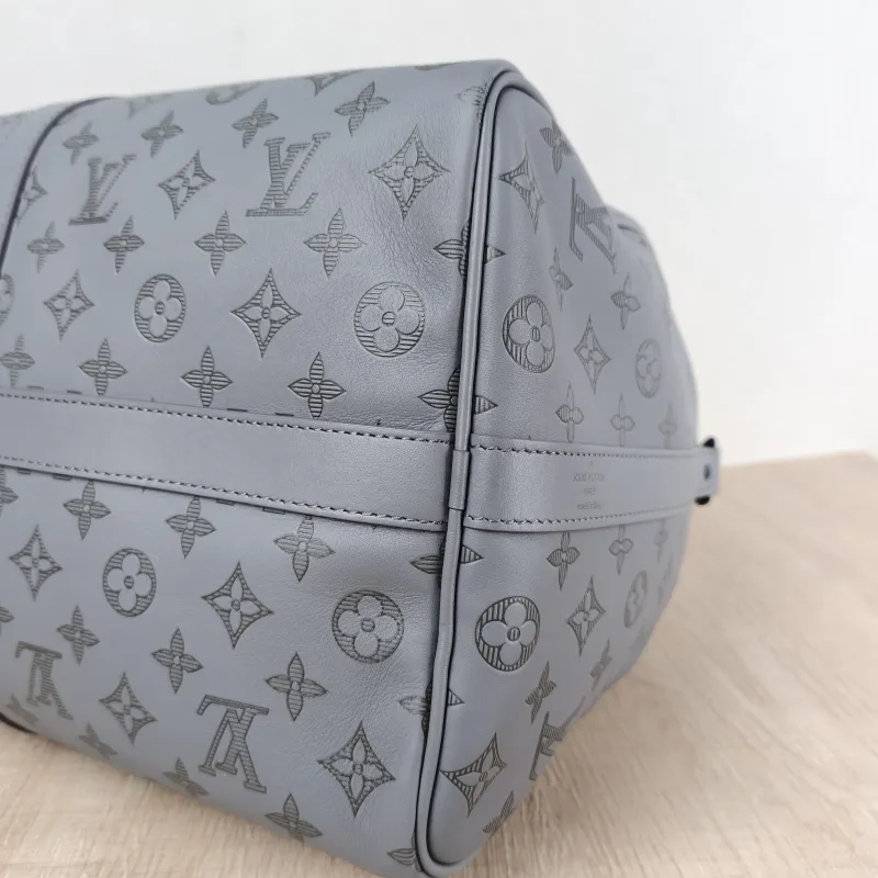 Louis Vuitton Top Handle Bag Keepall 50 Shoulder Strap Edition Grey Calfskin One Size 50 × 23 × 29 cm — detail view 10 of 11