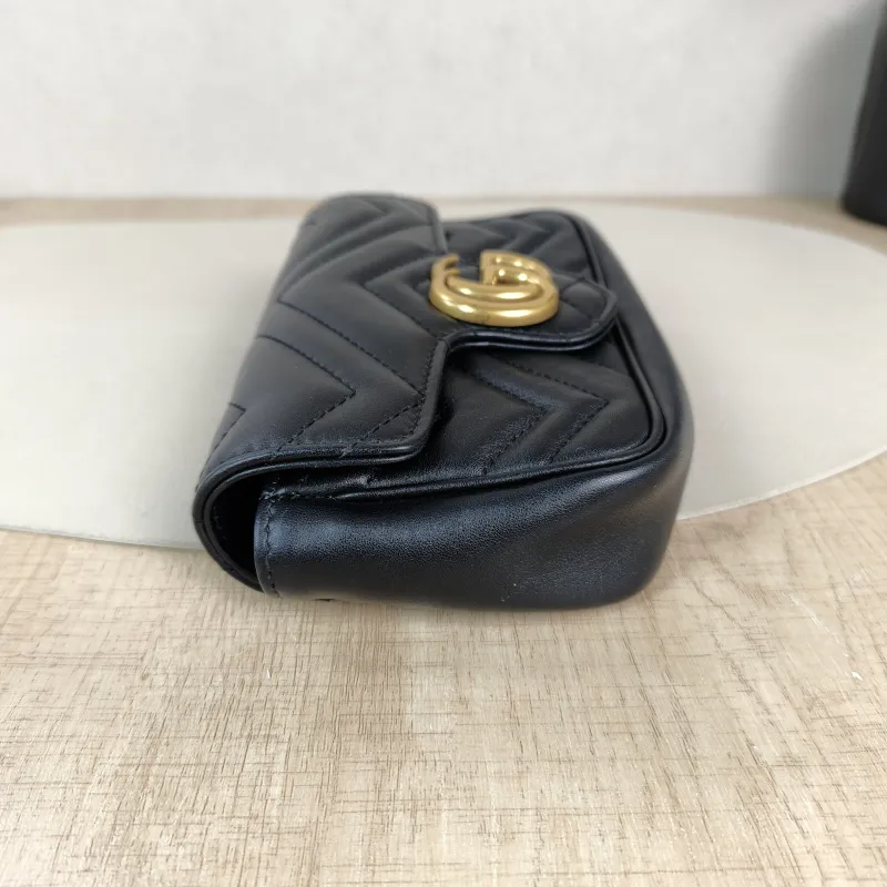 GUCCI Crossbody Bag GG Marmont Mini Marmont Mini Black Calfskin Mini 16.5 × 4.5 × 9.5 cm — detail view 11 of 12