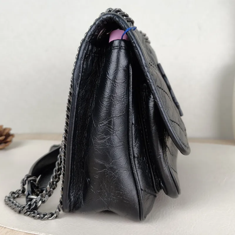 SAINT LAURENT Crossbody Bag Niki Black Waxed Leather Calfskin Small 21 × 7.5 × 16 cm — detail view 8 of 13