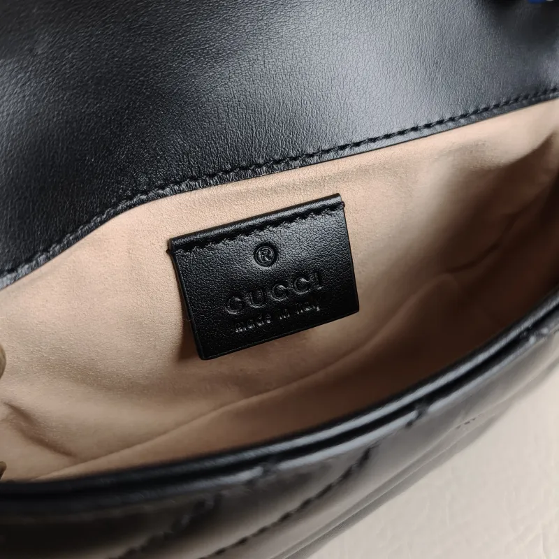 GUCCI Crossbody Bag GG Marmont Mini Marmont Mini Black Calfskin Mini 16.5 × 4.5 × 9.5 cm — detail view 4 of 12