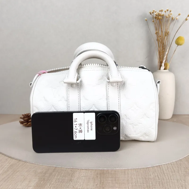 Louis Vuitton Crossbody Bag Keepall 25 White Calfskin Medium 25 × 11 × 15 cm — cover view 3 of 5