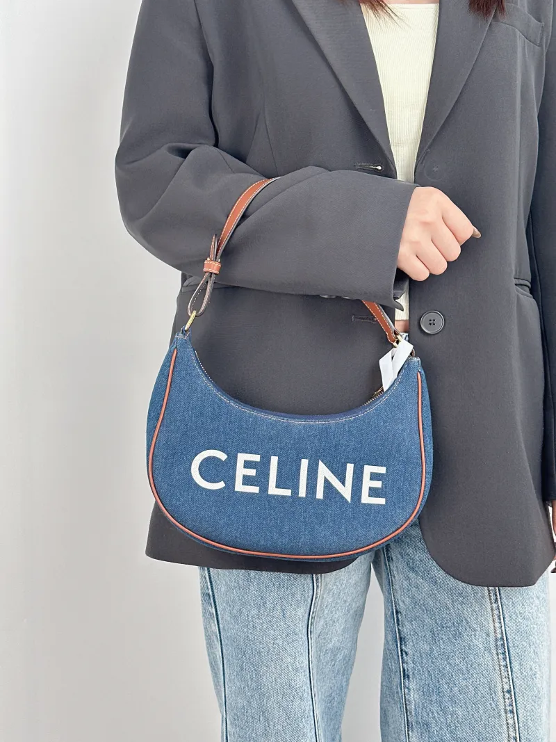 CELINE Shoulder Bag AVA Blue 24.5 × 7 × 16 cm — on-model view 1 of 2