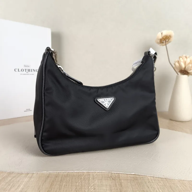 PRADA Crossbody Bag Re-Edition 2005 Hobo Black Nylon Mini 22 × 6 × 18 cm — cover view 3 of 5