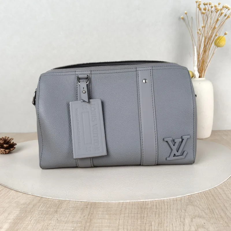 Louis Vuitton Crossbody Bag City Keepall Grey Calfskin Medium27 × 13 × 17 cm