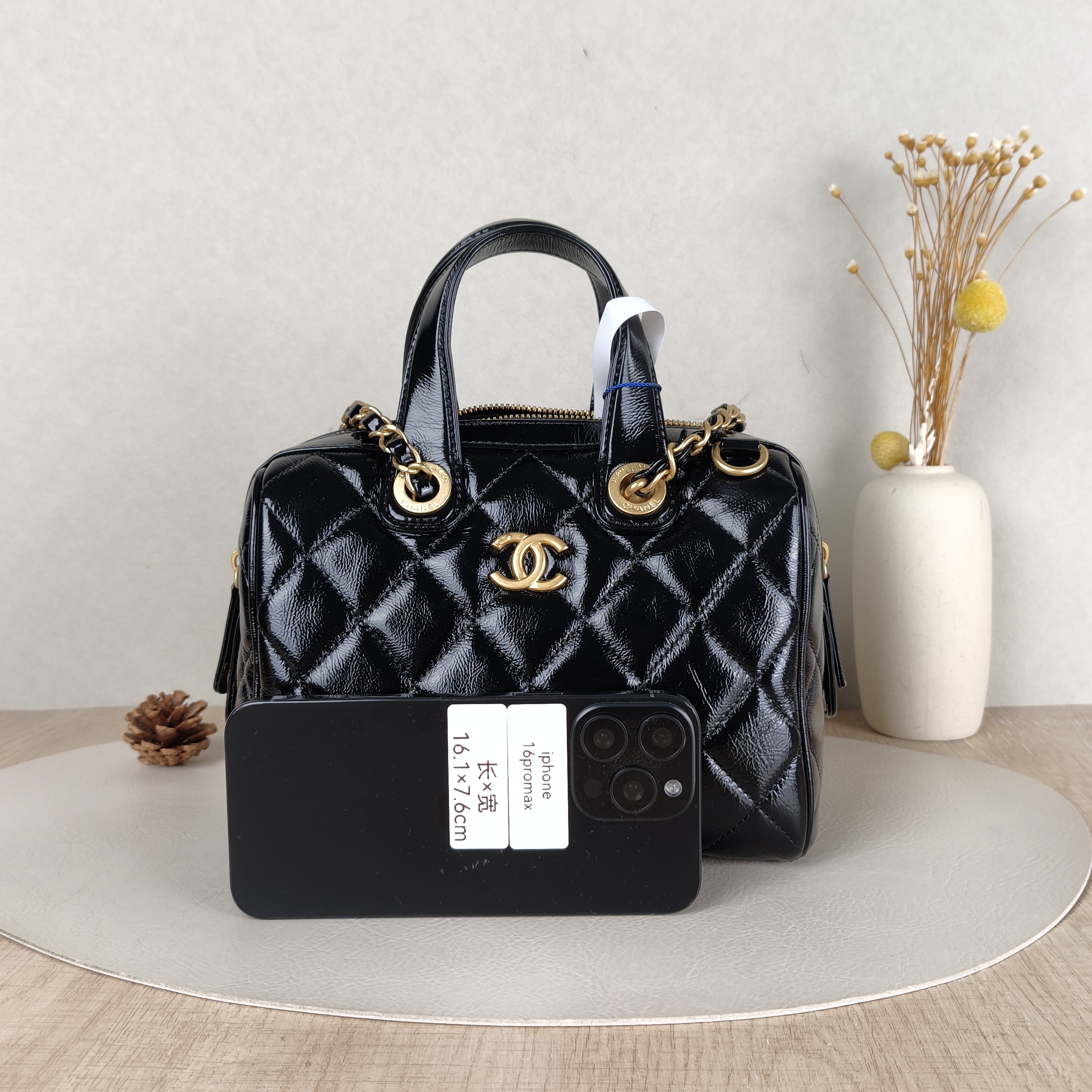 Chanel Crossbody Bag Bowling Bag Black Calfskin Small21 × 13 × 17 cm — cover view 4 of 6