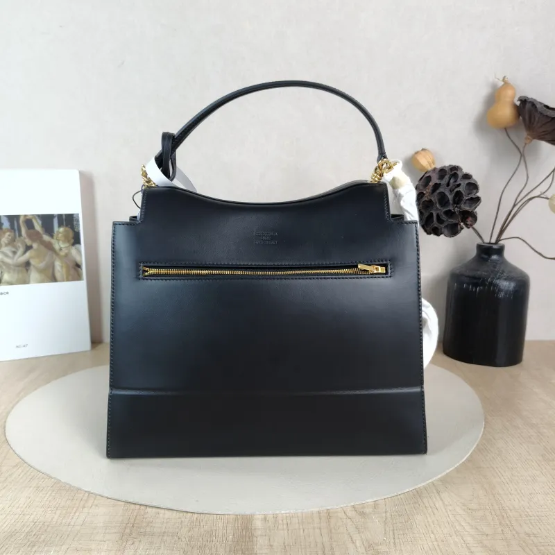 BALENCIAGA Crossbody Bag Top Handle Crossbody Bag Black Calfskin One Size 28 × 12 × 23 cm — cover view 5 of 6