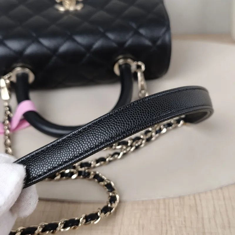 Chanel Top Handle Bag Coco Handle​ Black Grained Calfskin Small 24 × 10 × 14 cm — detail view 14 of 14