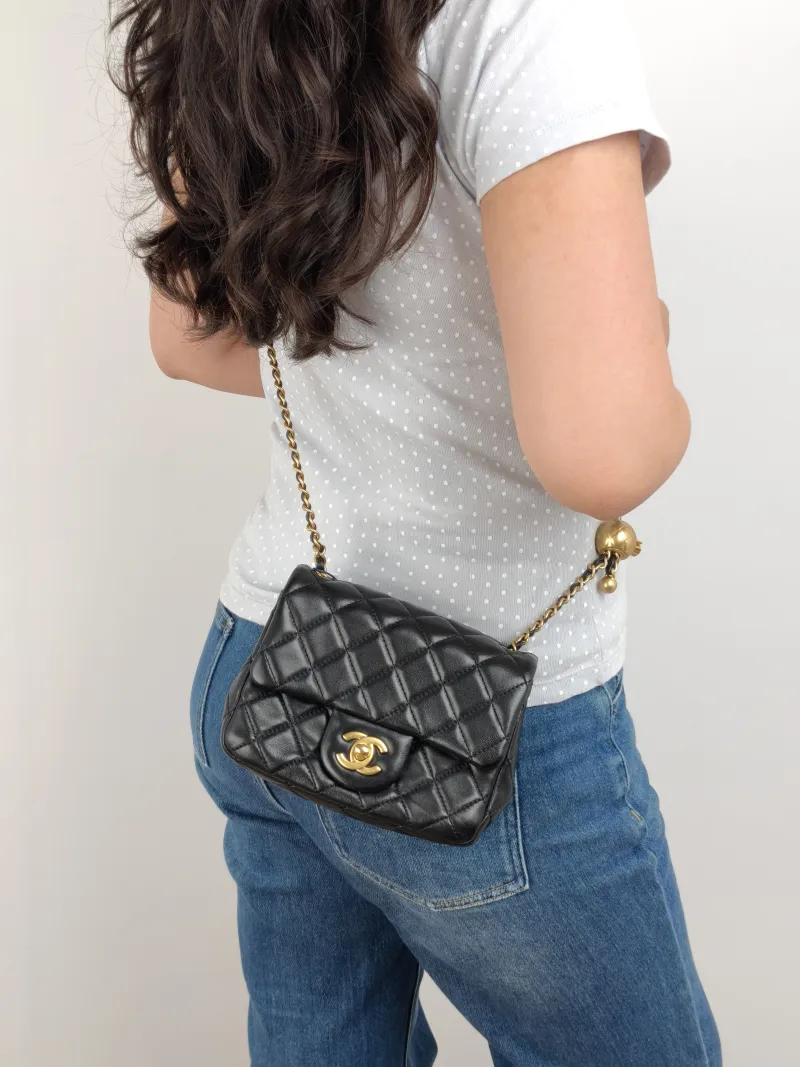 Chanel Crossbody Bag Black Lambskin One Size 17 × 8 × 13.5 cm — on-model view 1 of 2