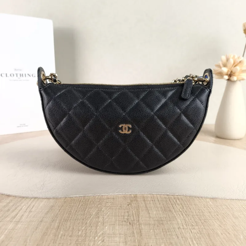 Chanel Crossbody Bag Top Handle Crossbody Bag Black Grained Calfskin One Size 22 × 5 × 15 cm