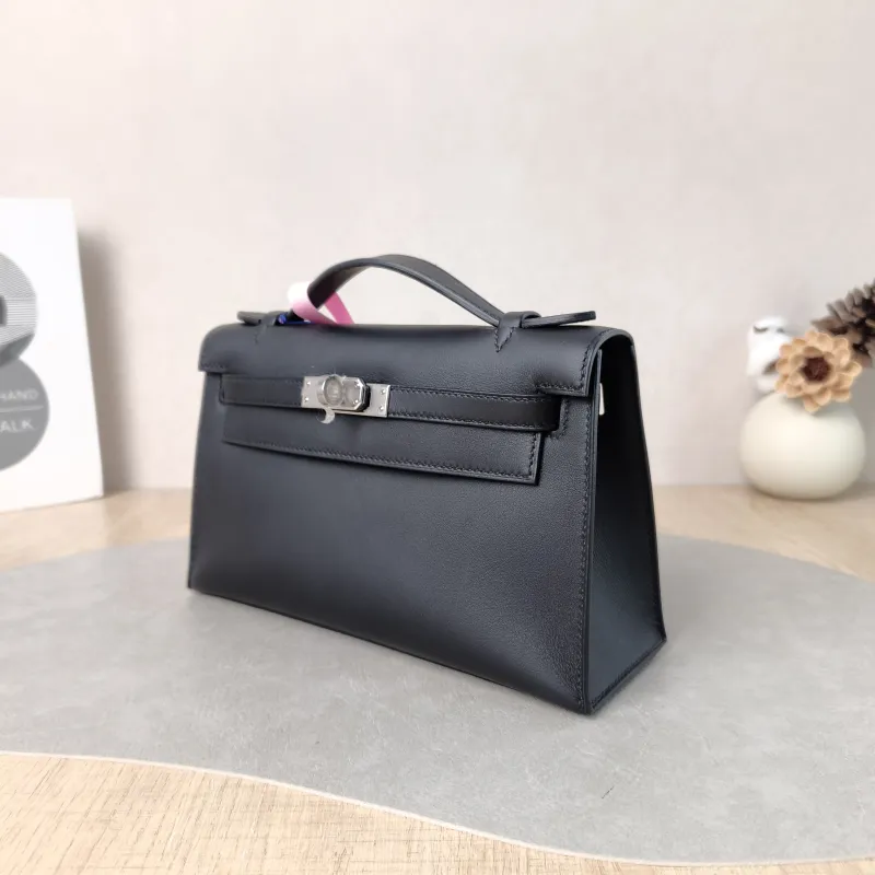 Hermès Top Handle Bag Mini kelly 89Black Swift Calfskin One Size 22 × 7 × 13 cm B — cover view 5 of 6
