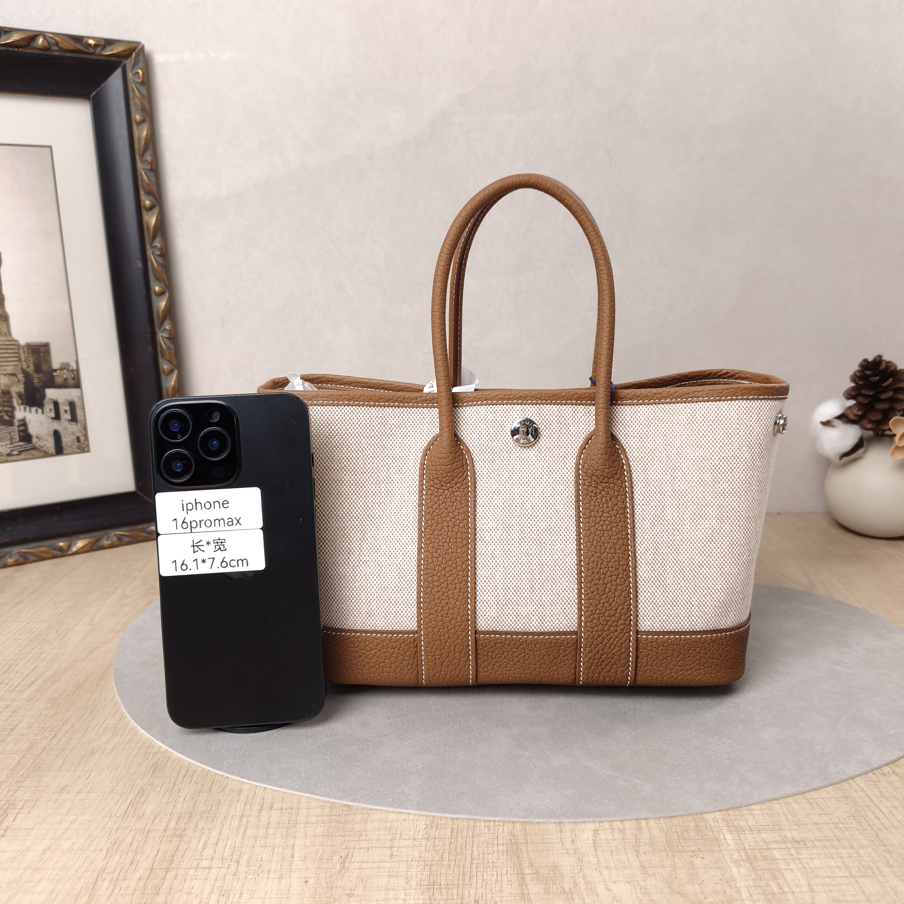 Hermès Top Handle Bag Neo Garden 23 Mini37 Brown Canvas · Negonda Calfskin23 × 10 × 16 cm — cover view 3 of 5