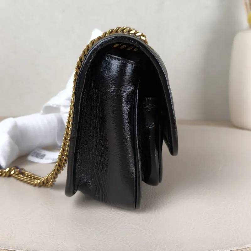SAINT LAURENT Crossbody Bag Niki Black Waxed Leather Calfskin Mini 18 × 5 × 12.5 cm — detail view 6 of 12