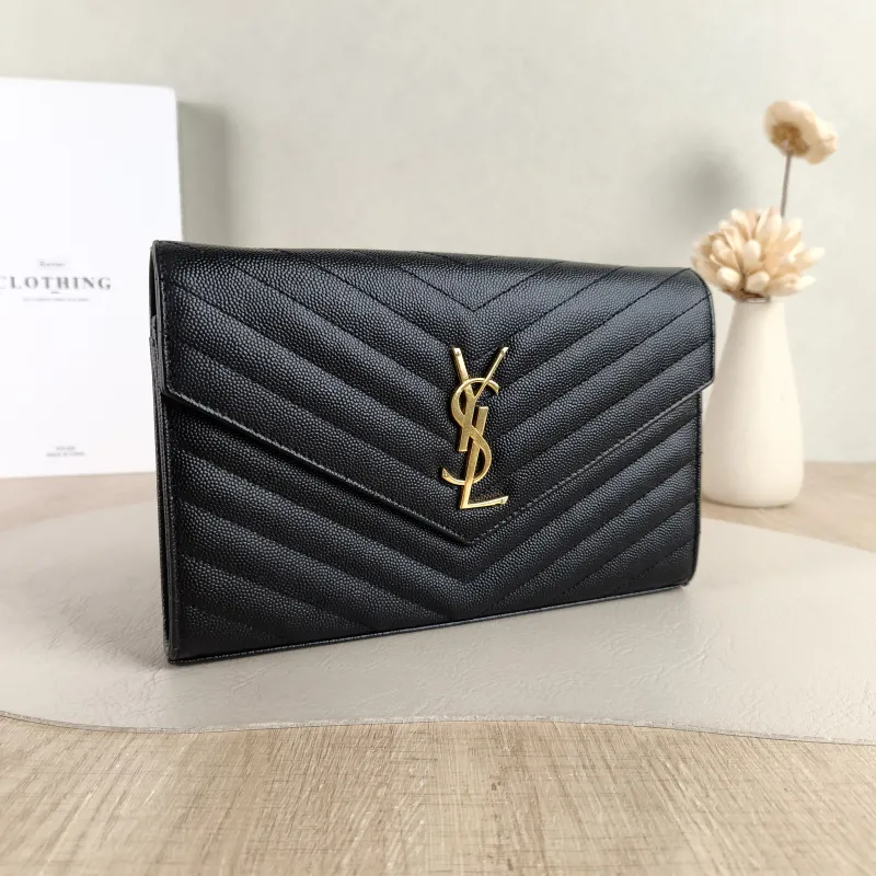 SAINT LAURENT Crossbody Bag CASSANDRE ENVELOPE Black Calfskin One Size 22.5 × 4 × 14 cm — cover view 3 of 5