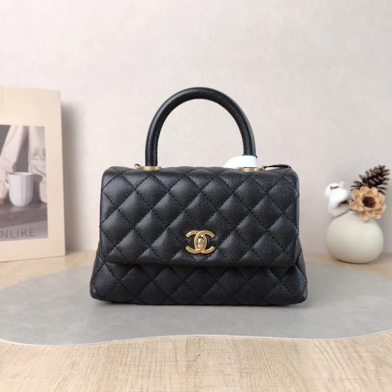 Chanel Top Handle Bag Coco Handle​ Black Grained Calfskin Small 24 × 10 × 14 cm 25