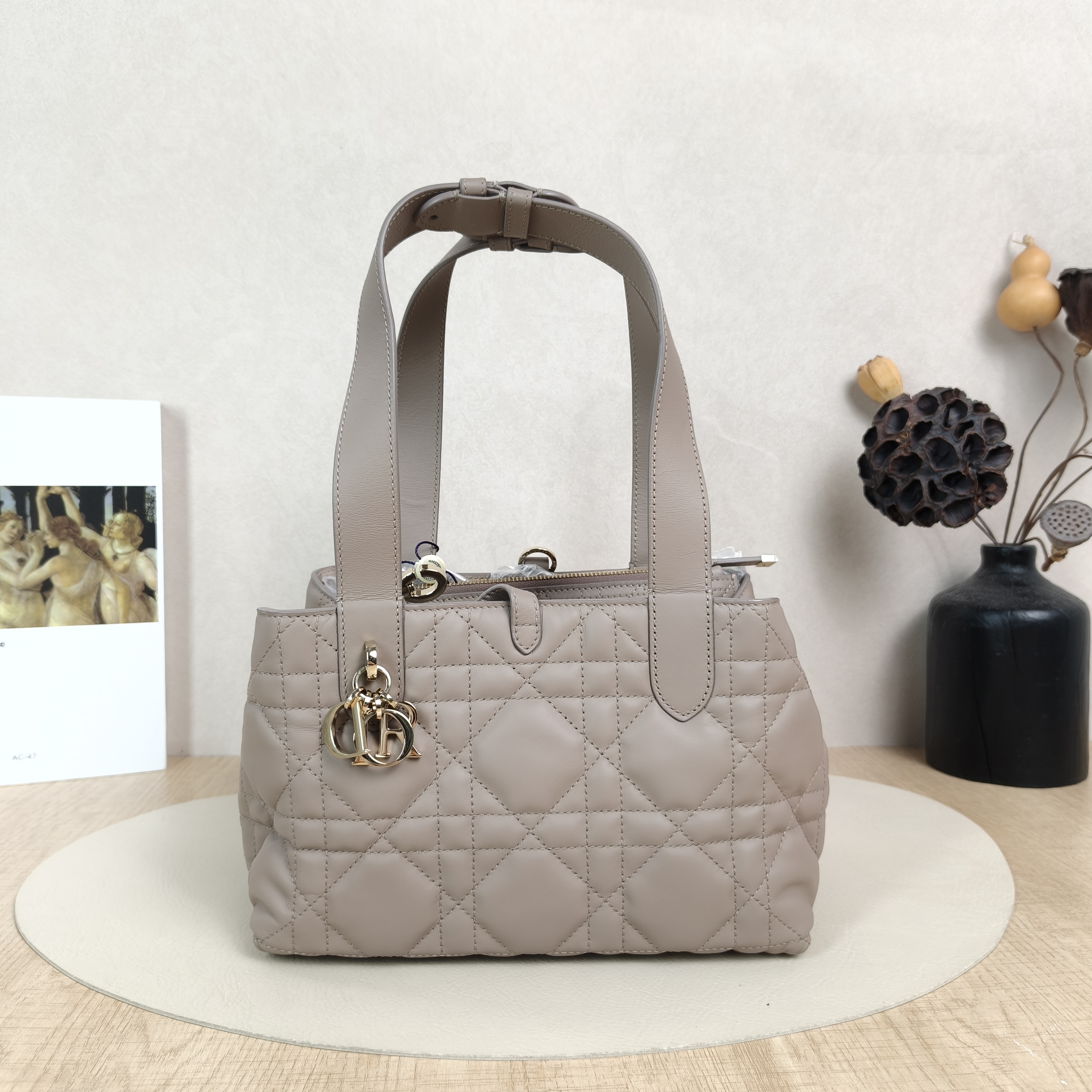 DIOR Top Handle Bag TOUJOURS Brown Calfskin Small23 × 12 × 15.5 cm