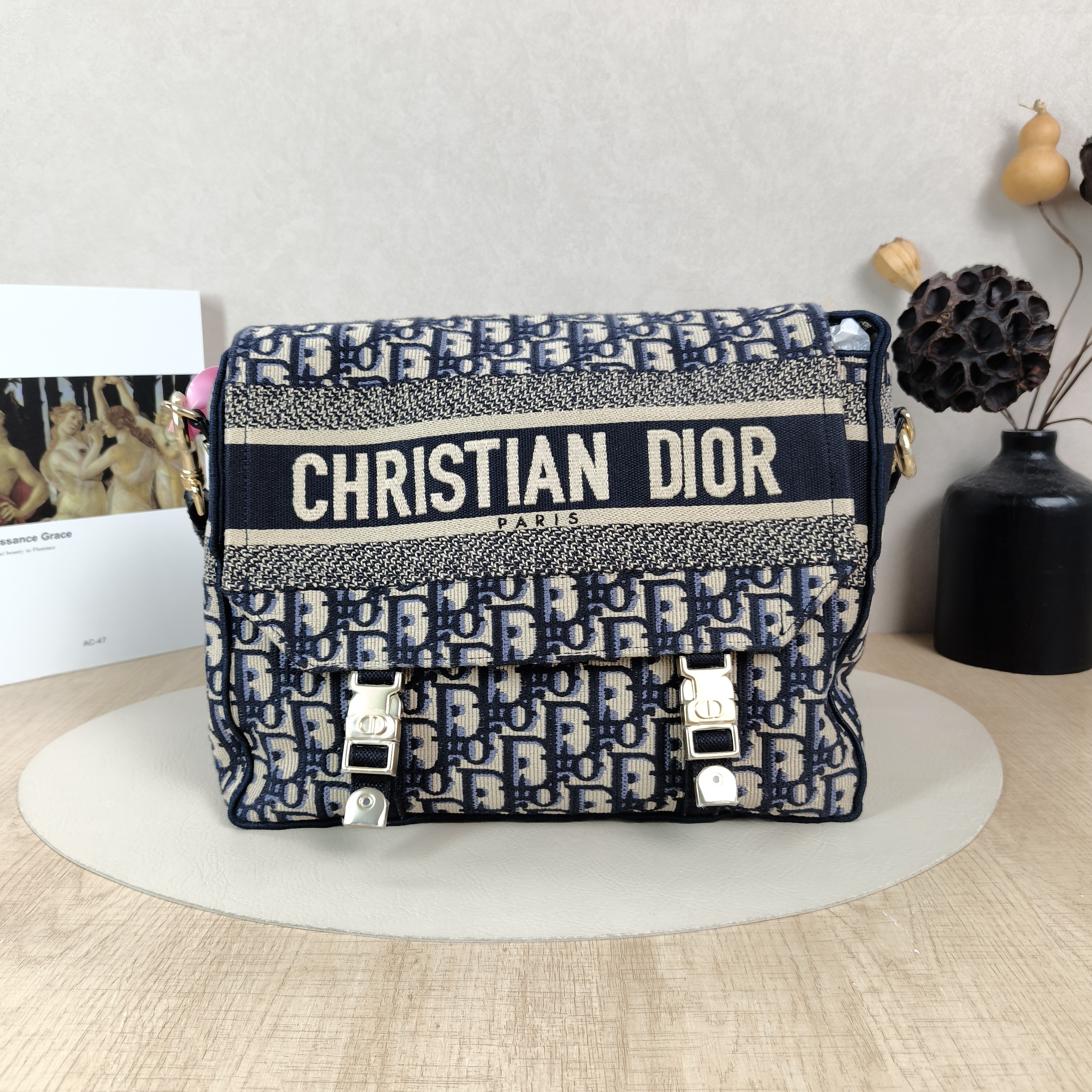 DIOR Crossbody Bag camp Messenger Bag Blue Canvas Medium29 × 12 × 22 cm