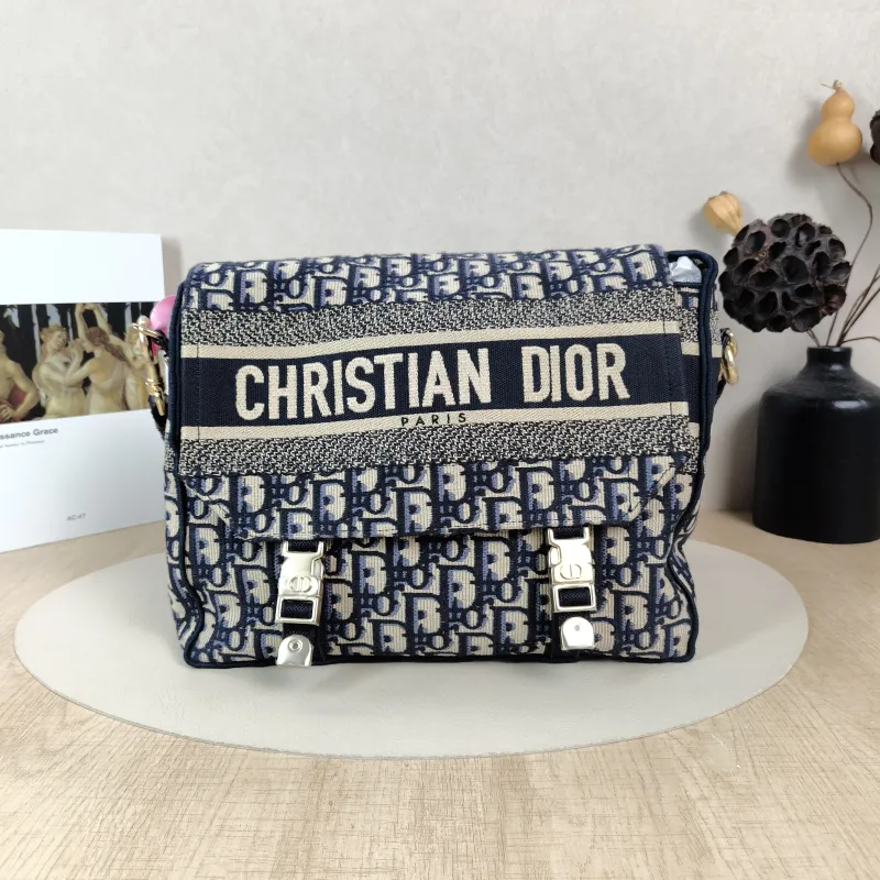 DIOR Crossbody Bag camp Messenger Bag Blue Canvas Medium29 × 12 × 22 cm