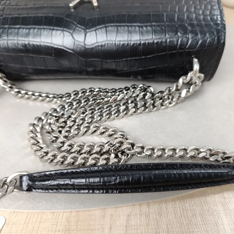 SAINT LAURENT Crossbody Bag SUNSET Black CC alfskin Medium22 × 6.5 × 16 cm Leather Tag — detail view 1 of 16