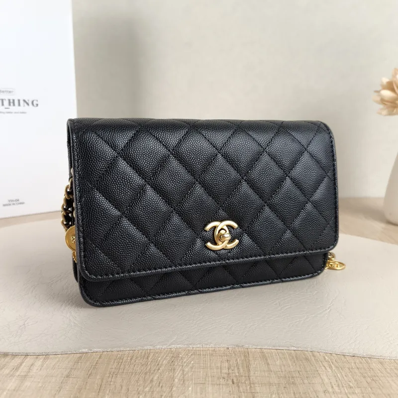 Chanel Crossbody Bag CF WOC Black Grained Calfskin One Size19.2 × 3.5 × 12.3 cm — cover view 2 of 6