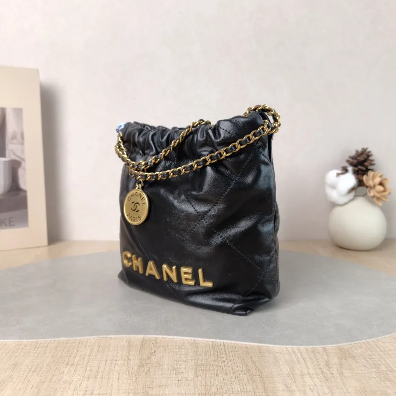 Chanel Shoulder Bag 22Bag Black CC alfskin Mini 20 × 6 × 19 cm — cover view 4 of 5