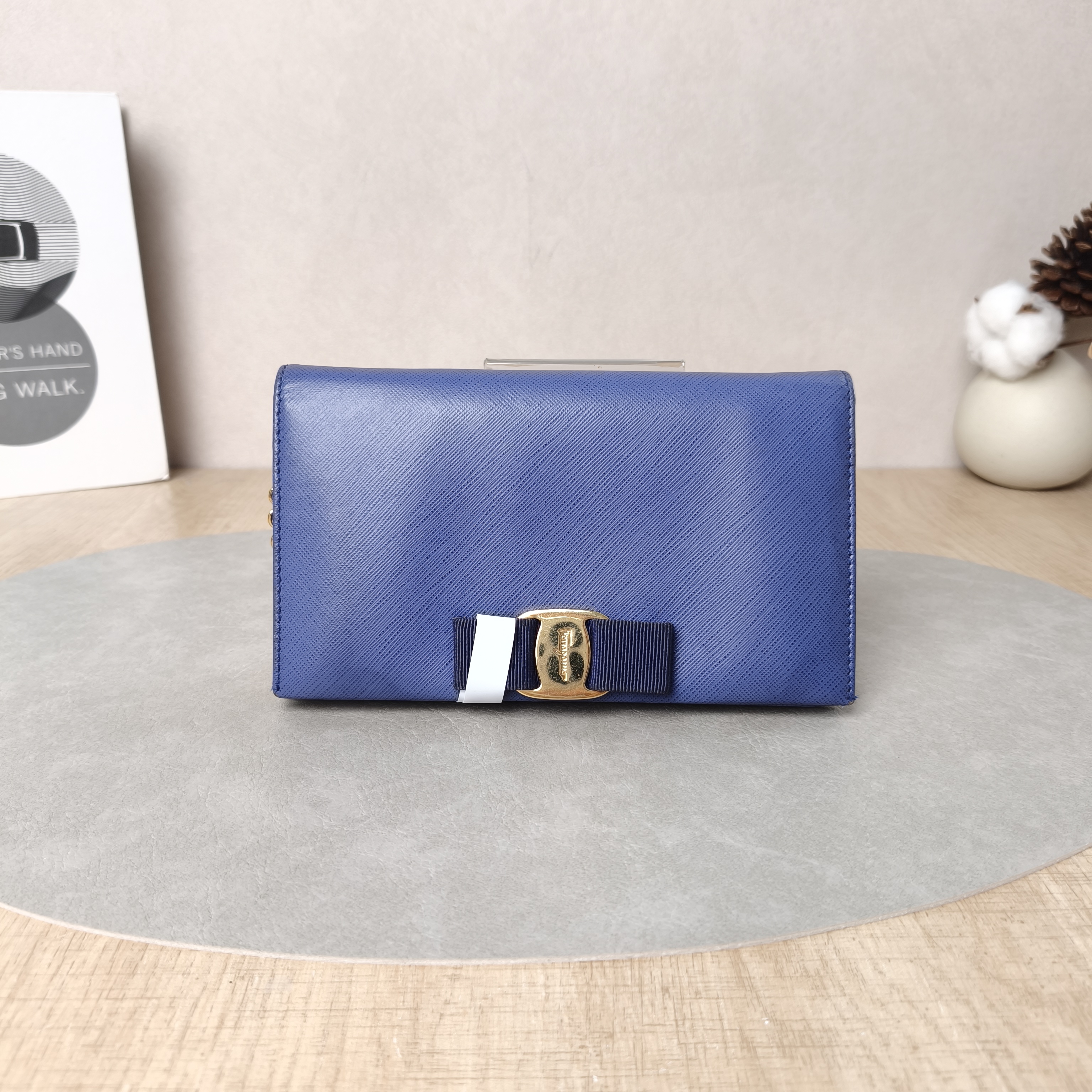 FERRAGAMO Crossbody Bag Chain Bag Blue Calfskin One Size19 × 2 × 11 cm